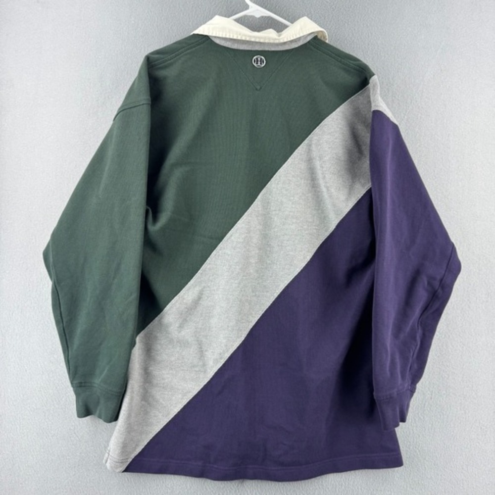 Tommy Hilfiger Rugby Shirt Mens Large Green Cotton 90s Long Sleeve Polo‎ - Picture 7 of 14